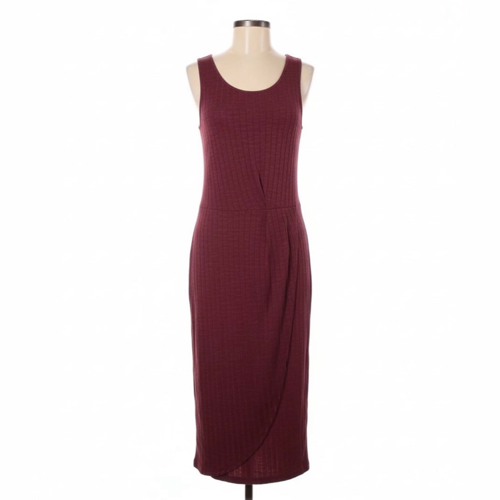 BP Nordstrom Ribbed Tank Midi Dress Size Medium Burgundy Wine
